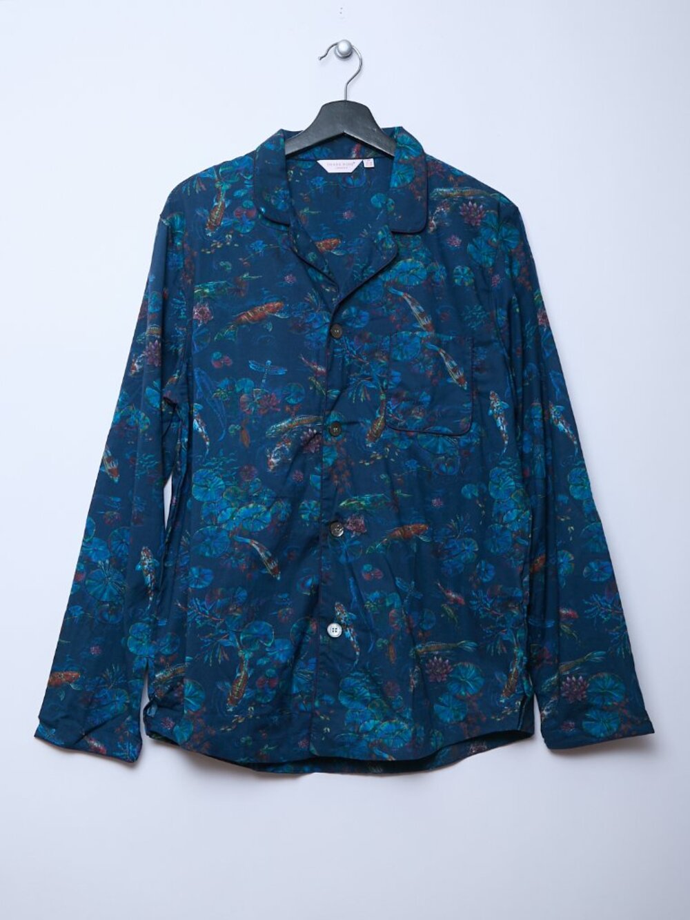 Derek Rose 100% Cotton Koi Fish Pond Print Pyjama Top Lounge Unisex Quiet Luxury